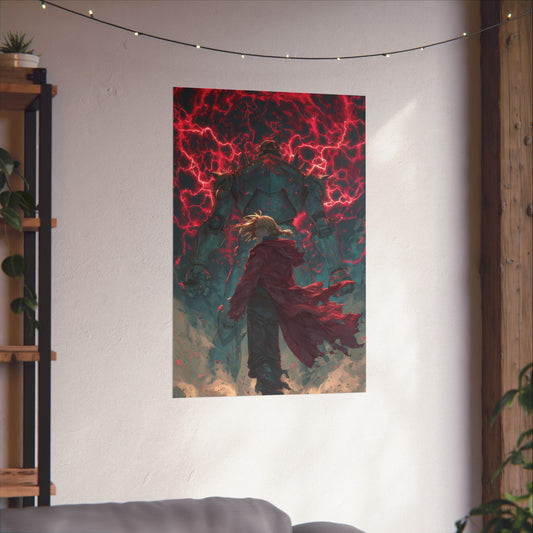 Edward and Alphonse Elric, Fullmetal Alchemist Brotherhood Anime Matte Vertical Poster Wall Art