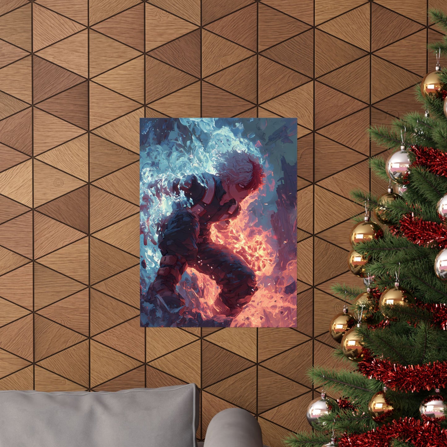 Icy Flames Shoto Todoroki My Hero Academia Anime Matte Vertical Poster Wall Art