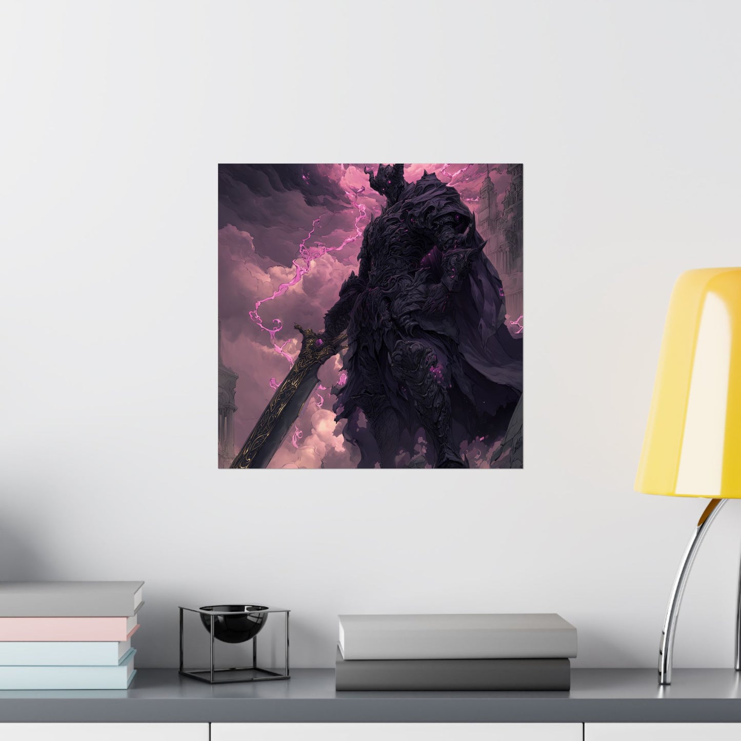 Dark Elemental Knight, Original Anime Art Matte Vertical Poster Wall Art