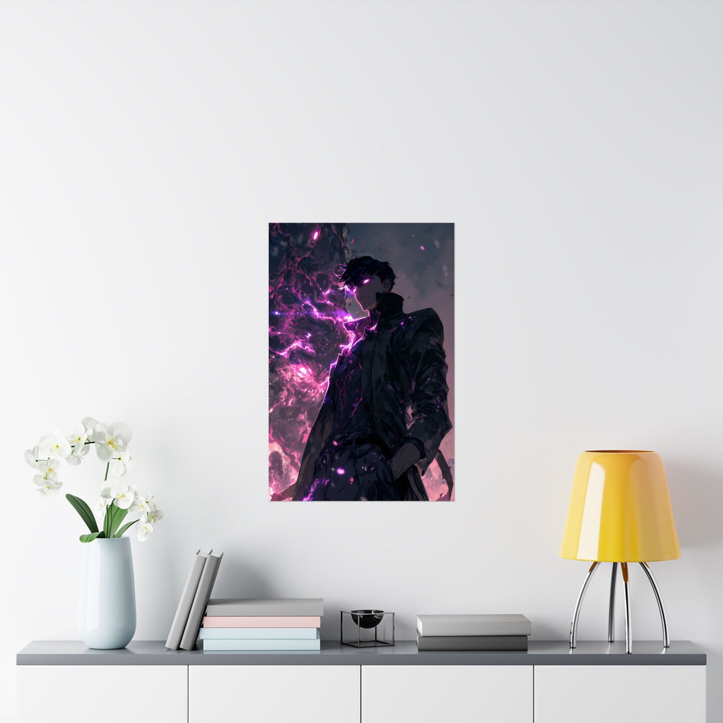Solo Leveling Sung Jinwoo Shadow Monarch Anime Fan Art Matte Vertical Poster Wall Art