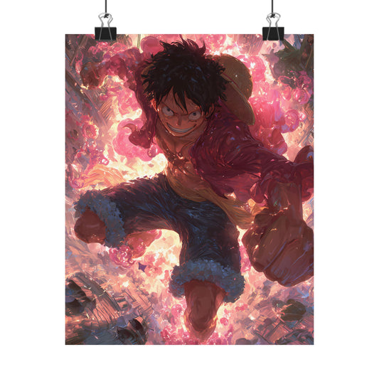 Monkey D. Luffy, One Piece Anime Gomu Gomu No Mi Matte Vertical Poster Wall Art