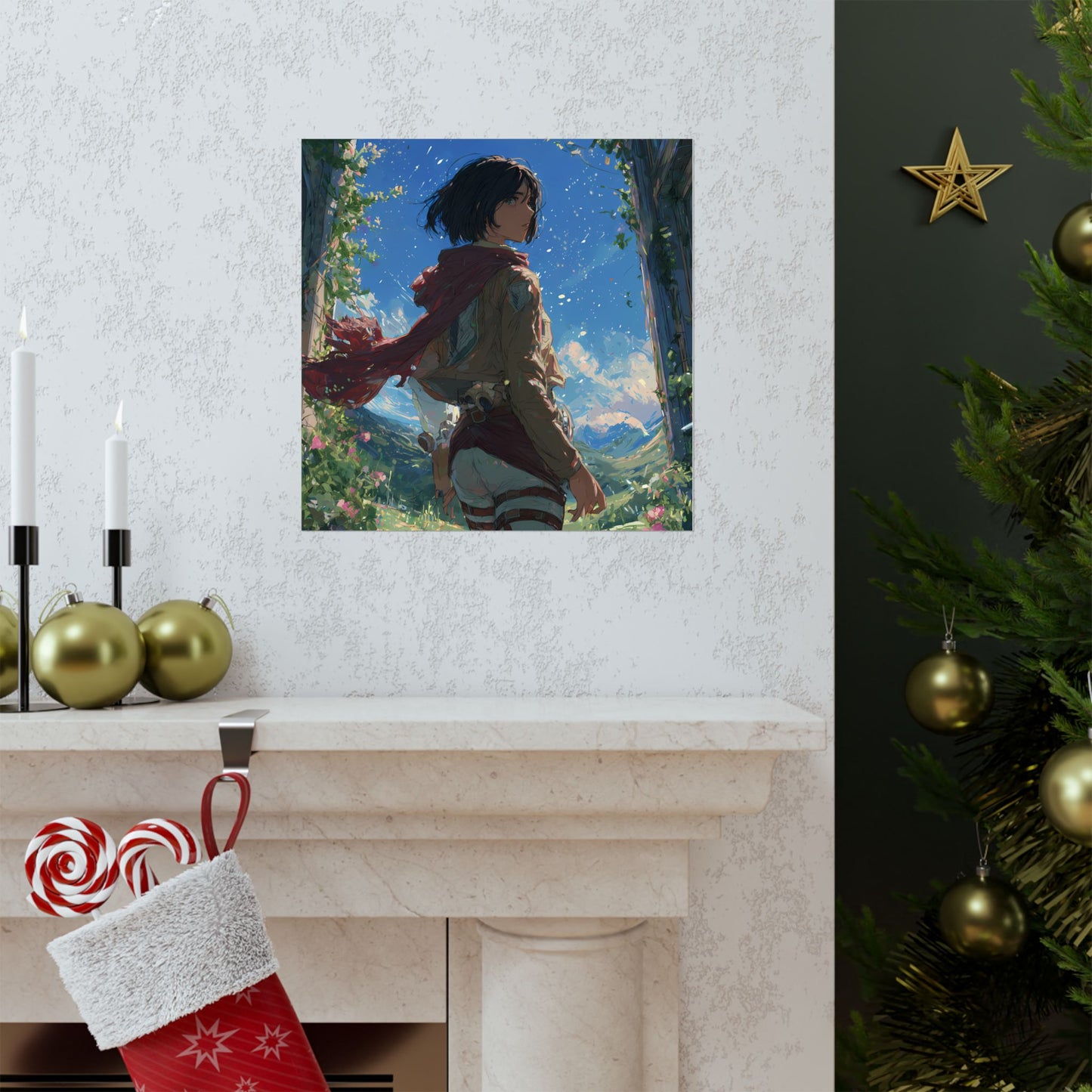 Mikasa Ackerman, Attack On Titan Anime Fan Art Matte Vertical Poster Wall Art