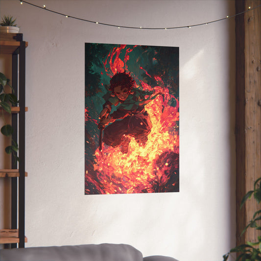 Tanjiro Kamado Hinokami Kagura, Demon Slayer Anime Matte Vertical Poster Wall Art