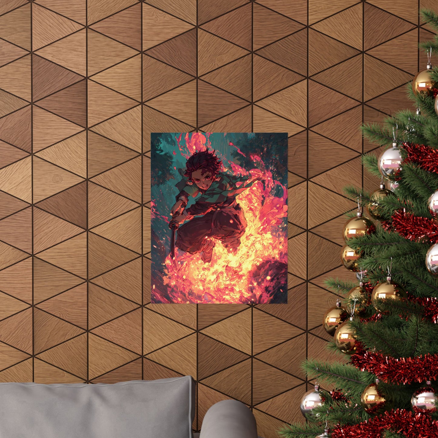 Tanjiro Kamado Hinokami Kagura, Demon Slayer Anime Matte Vertical Poster Wall Art