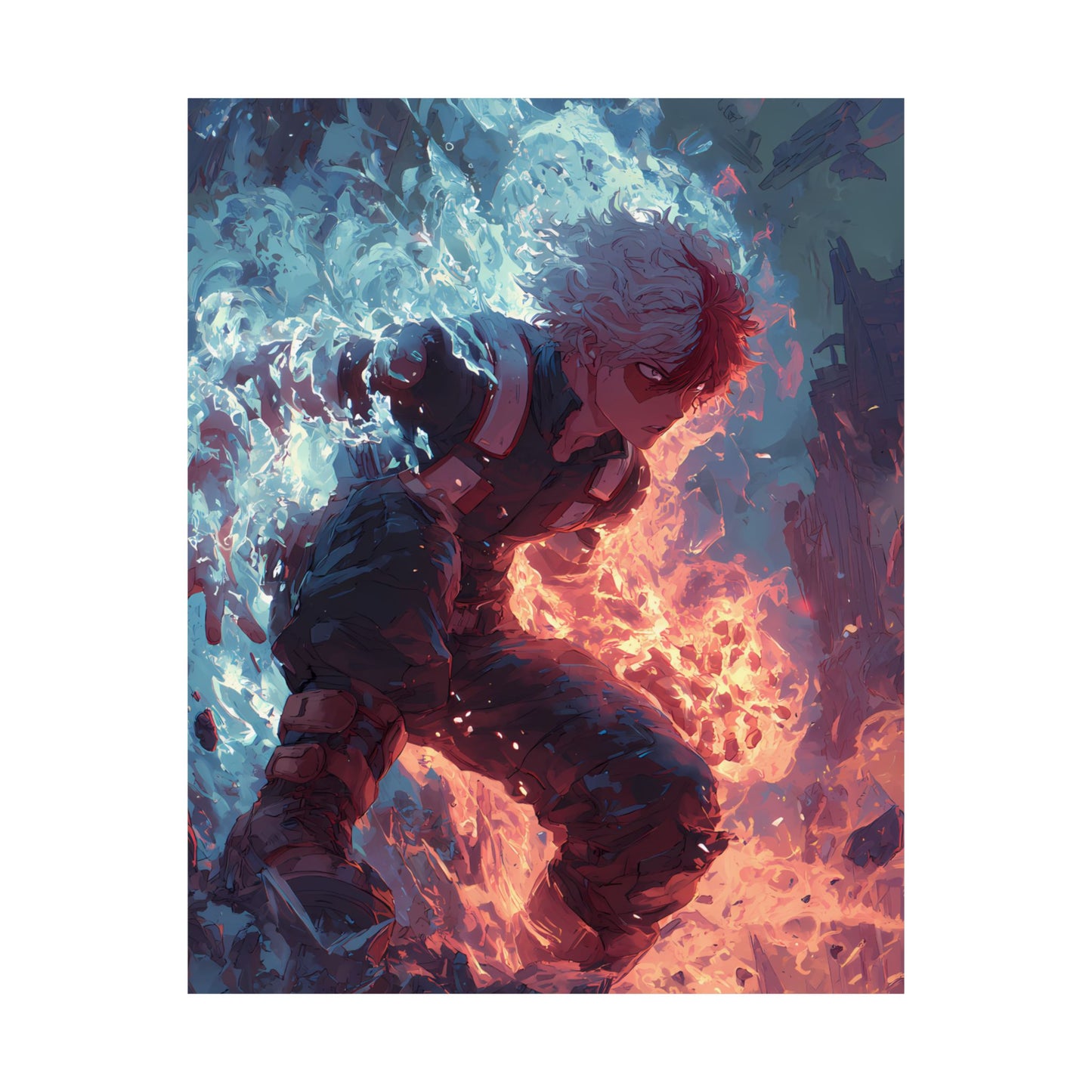 Icy Flames Shoto Todoroki My Hero Academia Anime Matte Vertical Poster Wall Art