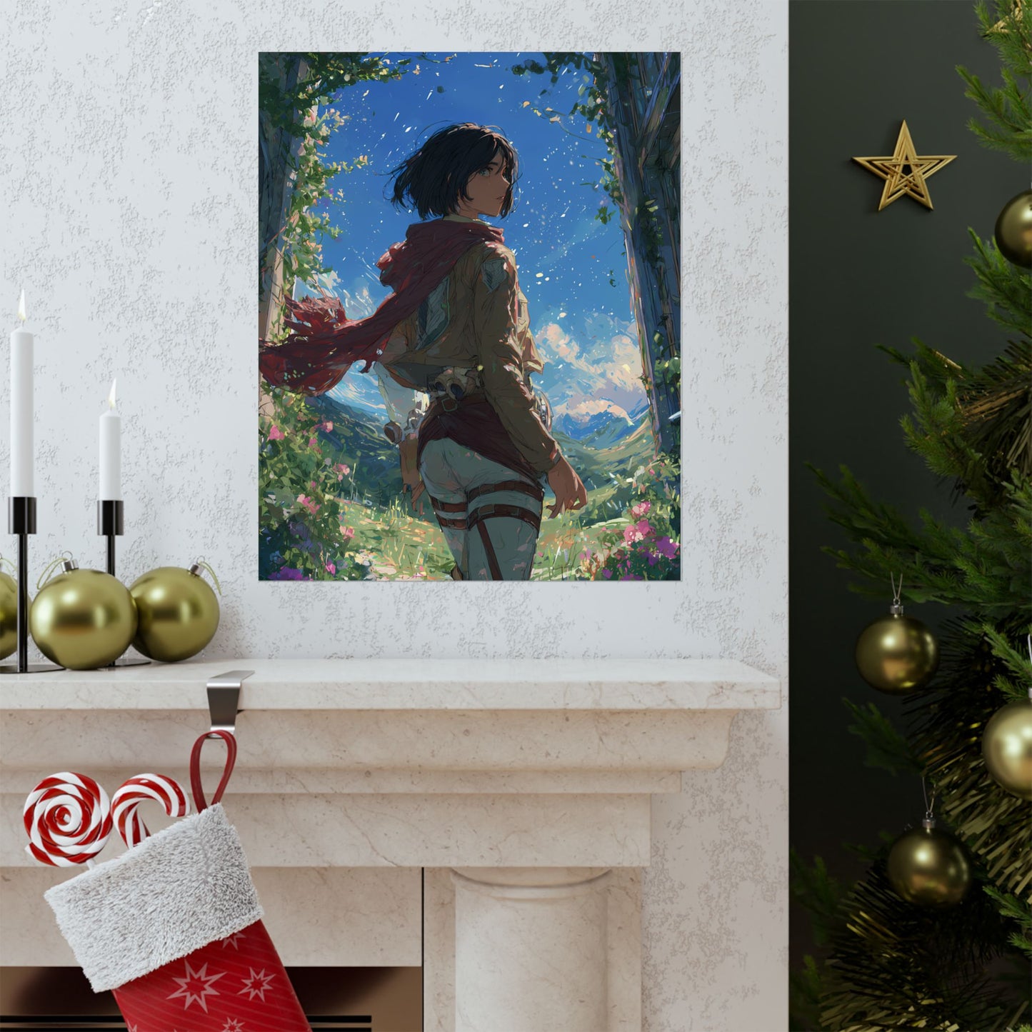 Mikasa Ackerman, Attack On Titan Anime Fan Art Matte Vertical Poster Wall Art