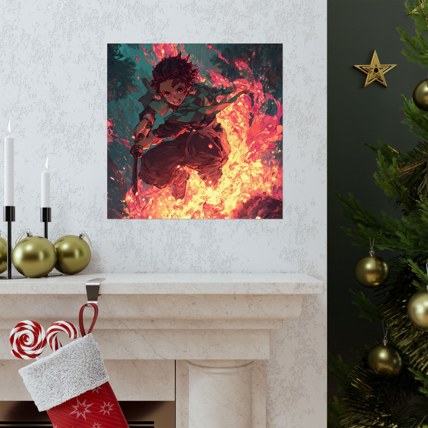 Tanjiro Kamado Hinokami Kagura, Demon Slayer Anime Matte Vertical Poster Wall Art