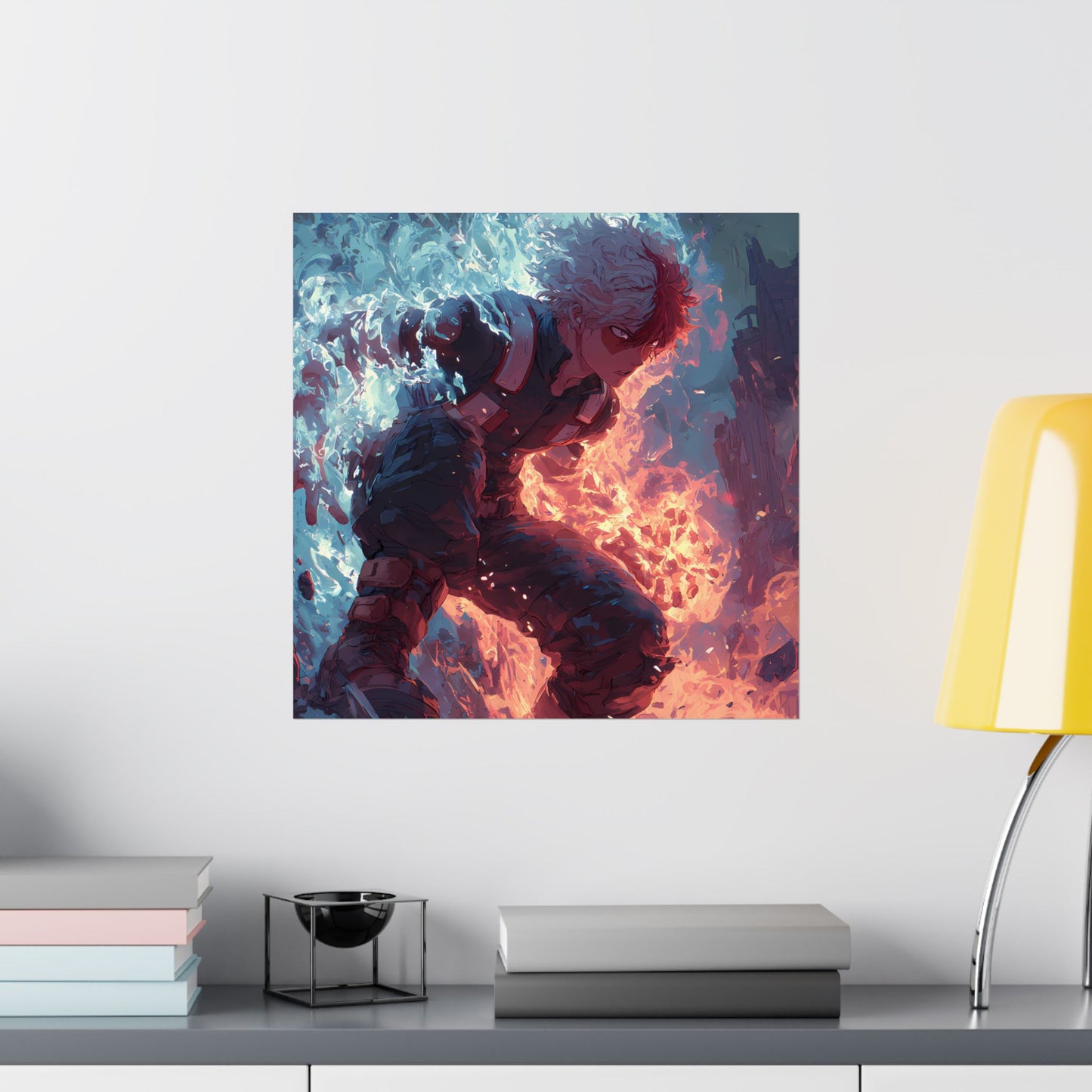 Icy Flames Shoto Todoroki My Hero Academia Anime Matte Vertical Poster Wall Art