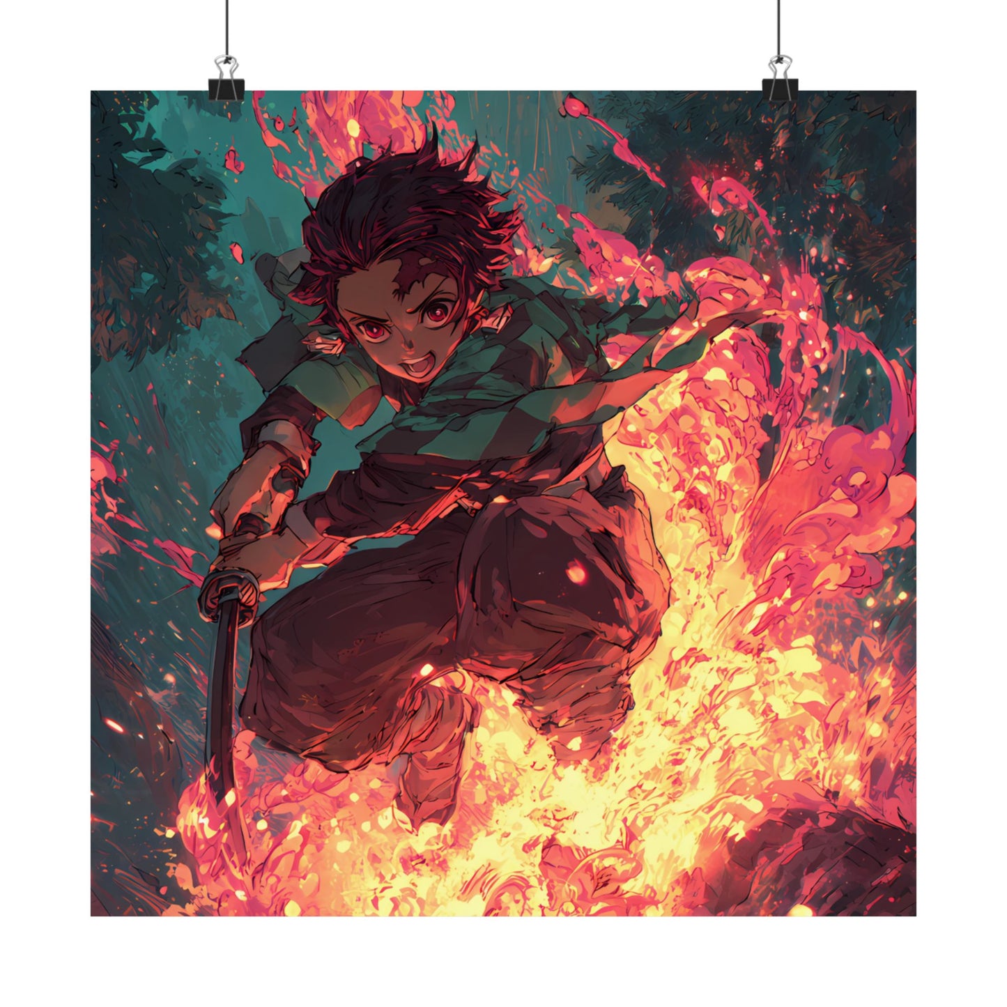 Tanjiro Kamado Hinokami Kagura, Demon Slayer Anime Matte Vertical Poster Wall Art