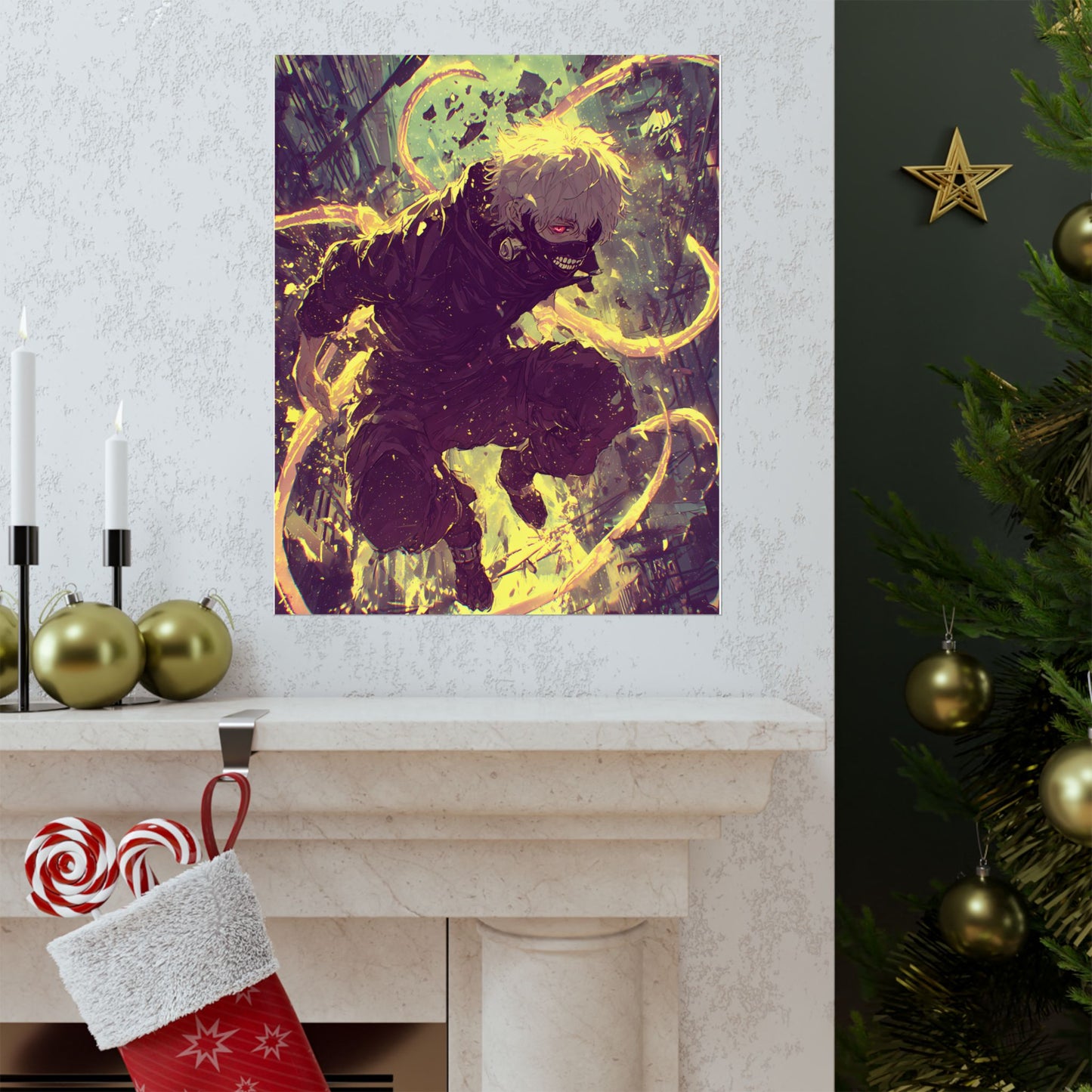 Tokyo Ghoul One Eyed Ghoul Kaneki Ken Anime Fan Art Matte Vertical Poster Wall Art