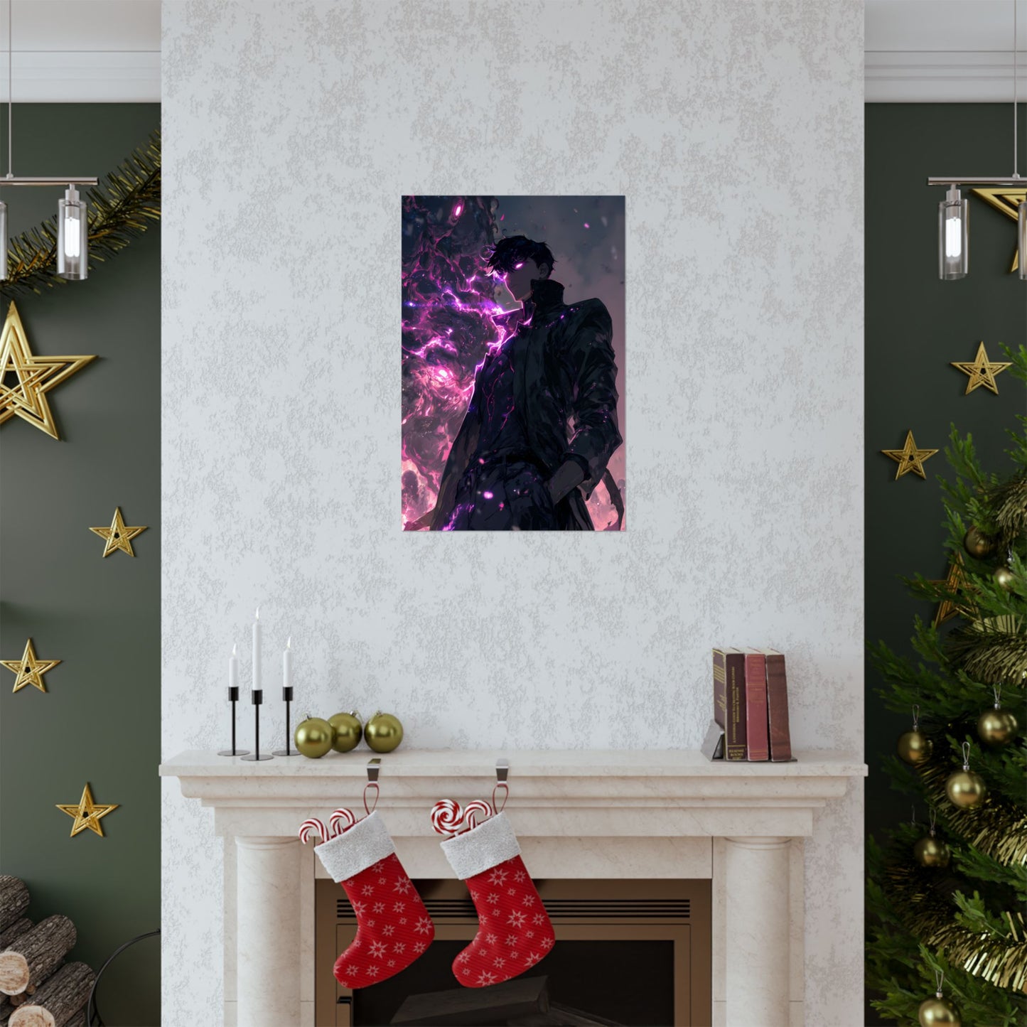 Solo Leveling Sung Jinwoo Shadow Monarch Anime Fan Art Matte Vertical Poster Wall Art