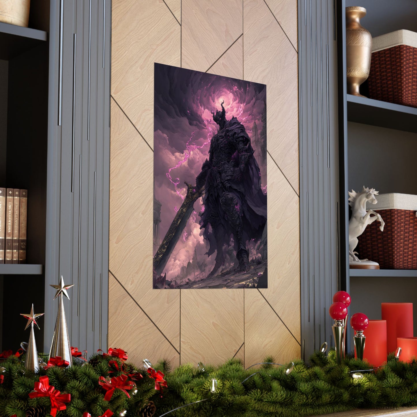 Dark Elemental Knight, Original Anime Art Matte Vertical Poster Wall Art