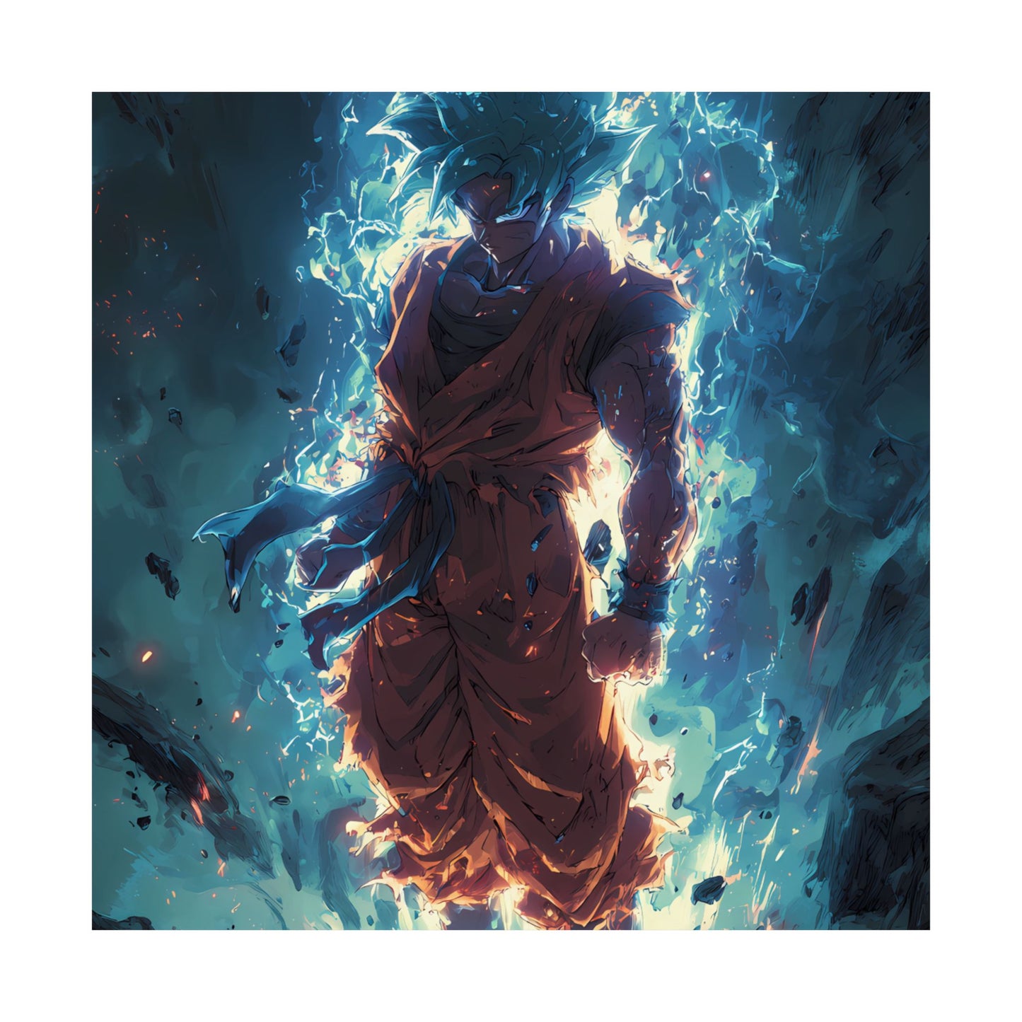 Super Saiyan Blue Goku, Dragon Ball Super Anime Fan Art Matte Vertical Poster Wall Art