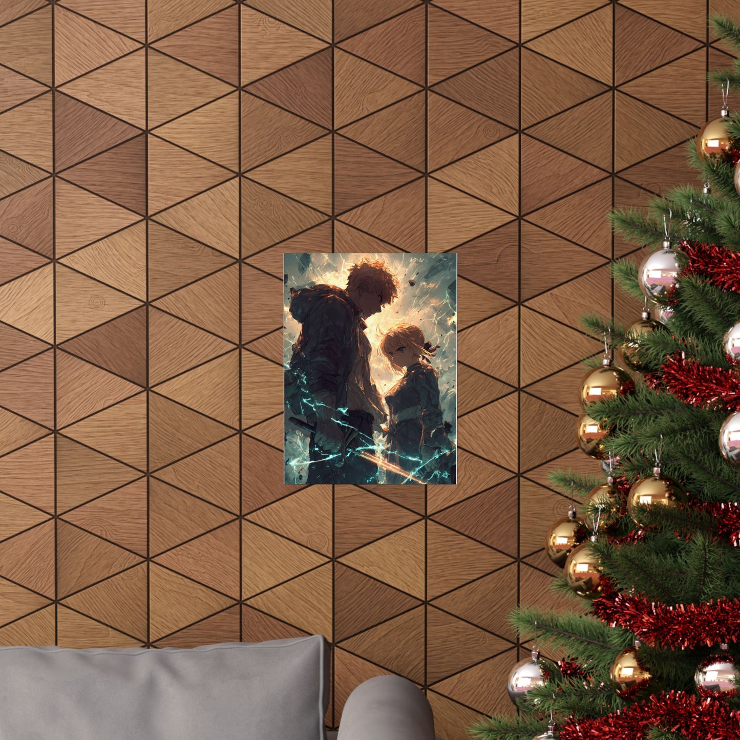 Saber and Emiya Shirou, Fate Stay Night Unlimited Blade Works Matte Vertical Poster Wall Art