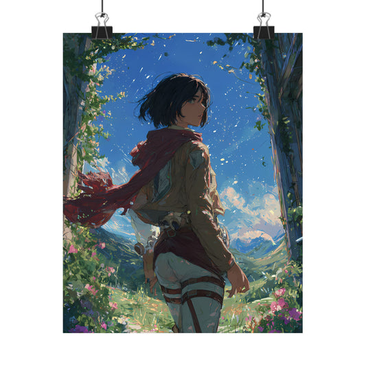 Mikasa Ackerman, Attack On Titan Anime Fan Art Matte Vertical Poster Wall Art