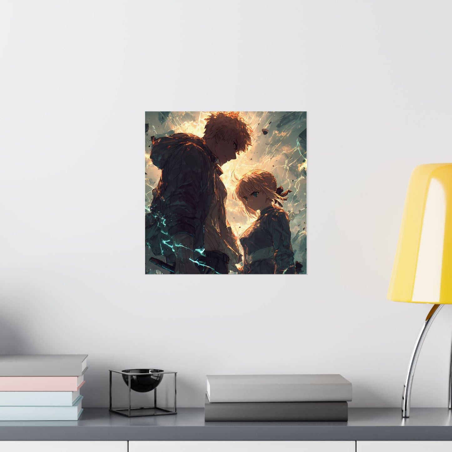 Saber and Emiya Shirou, Fate Stay Night Unlimited Blade Works Matte Vertical Poster Wall Art