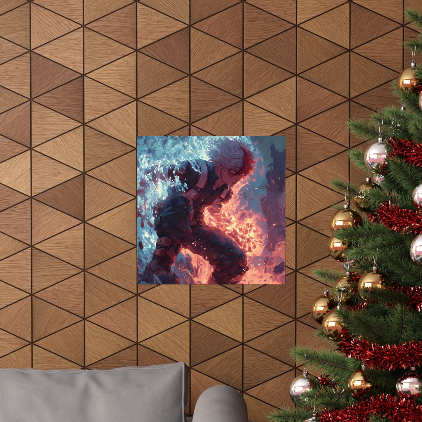 Icy Flames Shoto Todoroki My Hero Academia Anime Matte Vertical Poster Wall Art