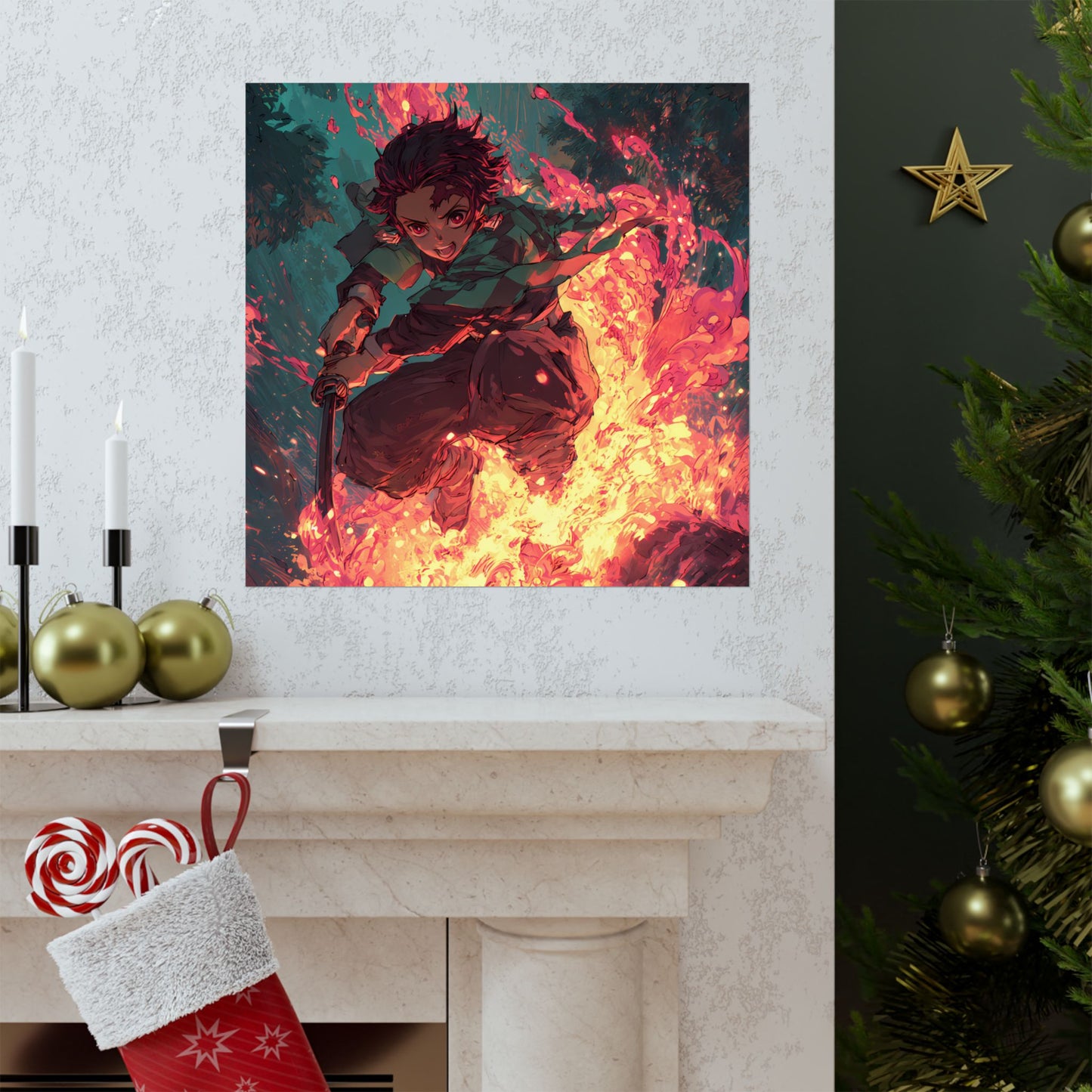 Tanjiro Kamado Hinokami Kagura, Demon Slayer Anime Matte Vertical Poster Wall Art