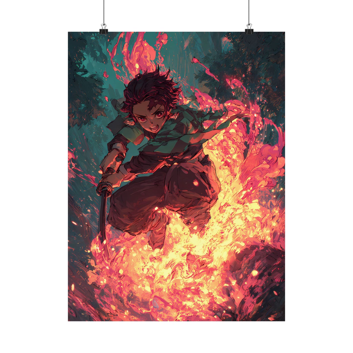 Tanjiro Kamado Hinokami Kagura, Demon Slayer Anime Matte Vertical Poster Wall Art