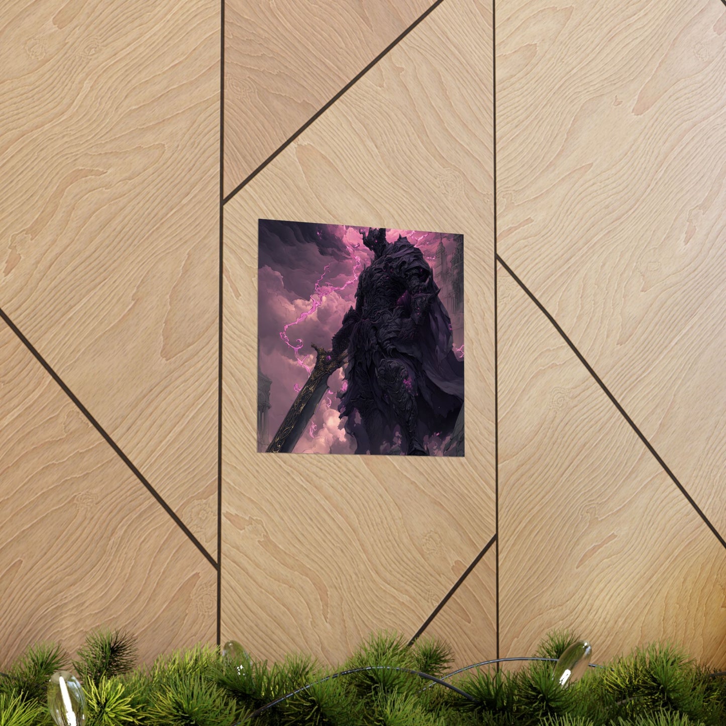 Dark Elemental Knight, Original Anime Art Matte Vertical Poster Wall Art