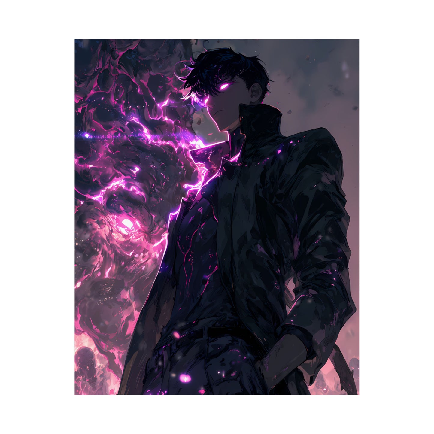 Solo Leveling Sung Jinwoo Shadow Monarch Anime Fan Art Matte Vertical Poster Wall Art