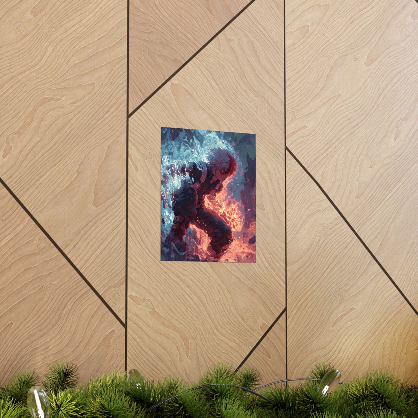 Icy Flames Shoto Todoroki My Hero Academia Anime Matte Vertical Poster Wall Art