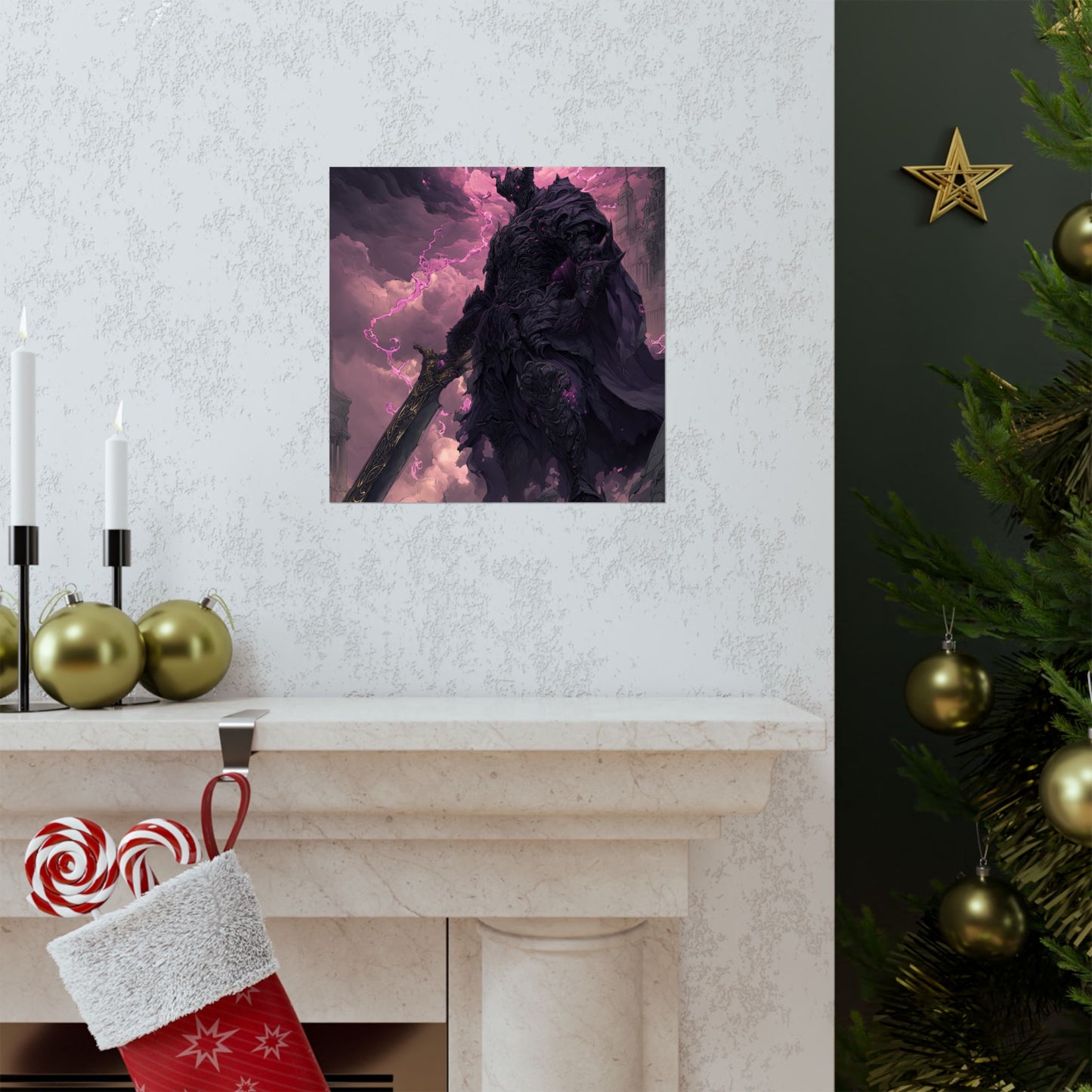Dark Elemental Knight, Original Anime Art Matte Vertical Poster Wall Art