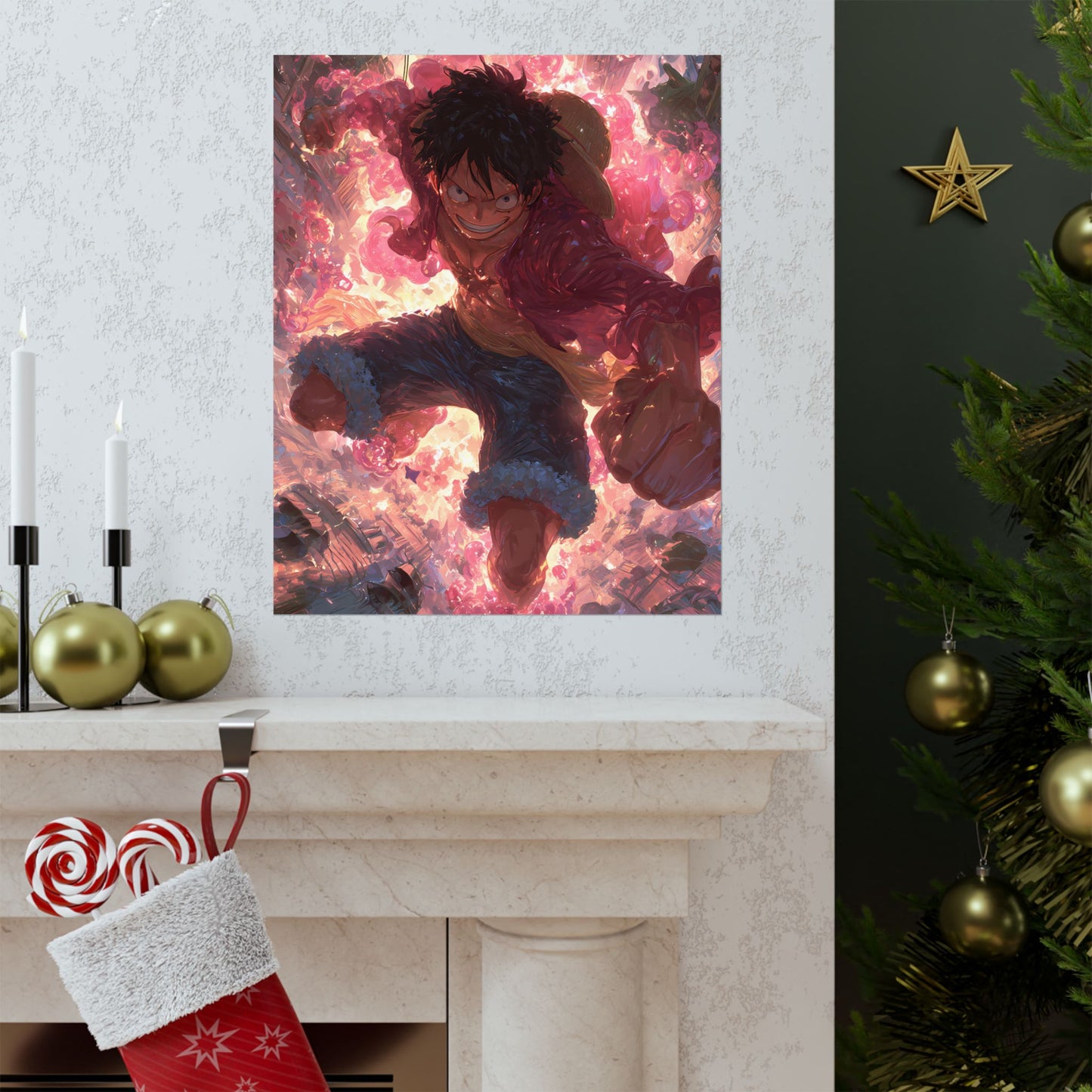 Monkey D. Luffy, One Piece Anime Gomu Gomu No Mi Matte Vertical Poster Wall Art