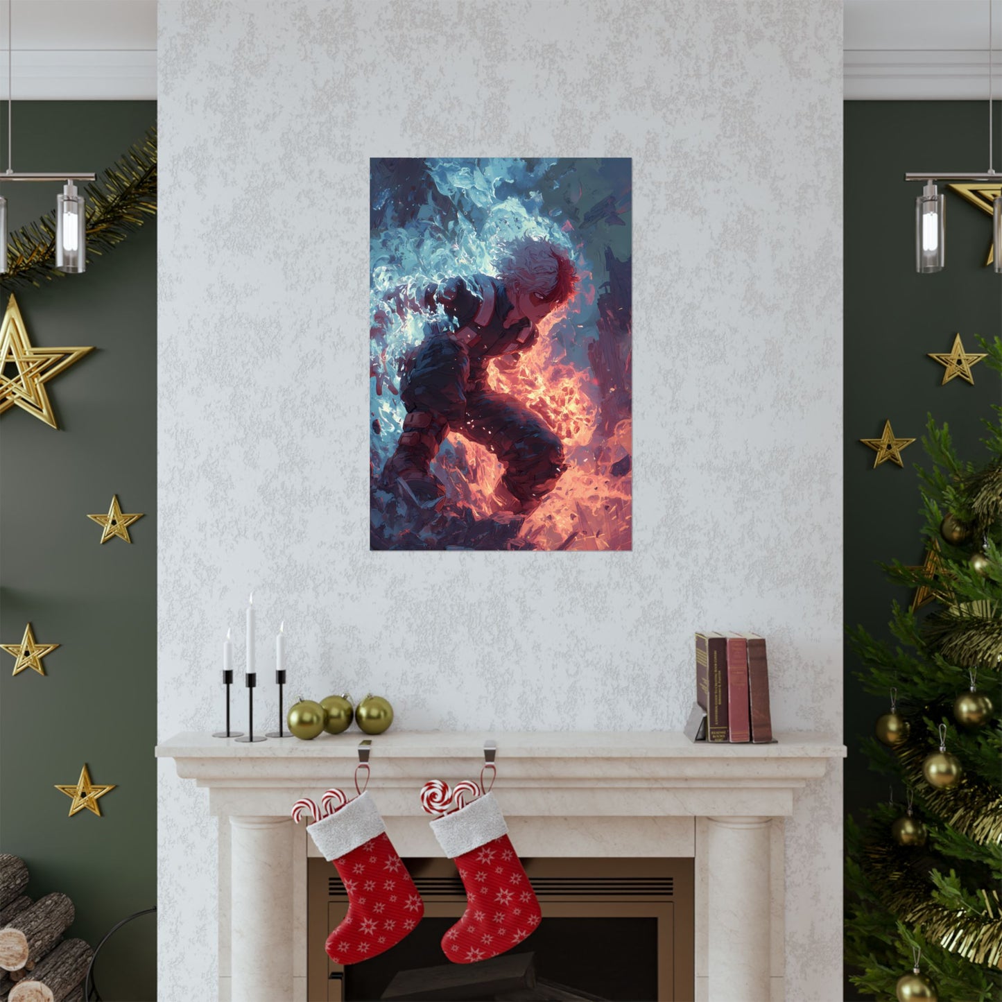 Icy Flames Shoto Todoroki My Hero Academia Anime Matte Vertical Poster Wall Art