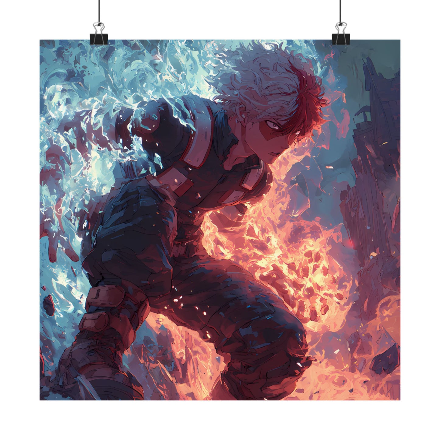 Icy Flames Shoto Todoroki My Hero Academia Anime Matte Vertical Poster Wall Art