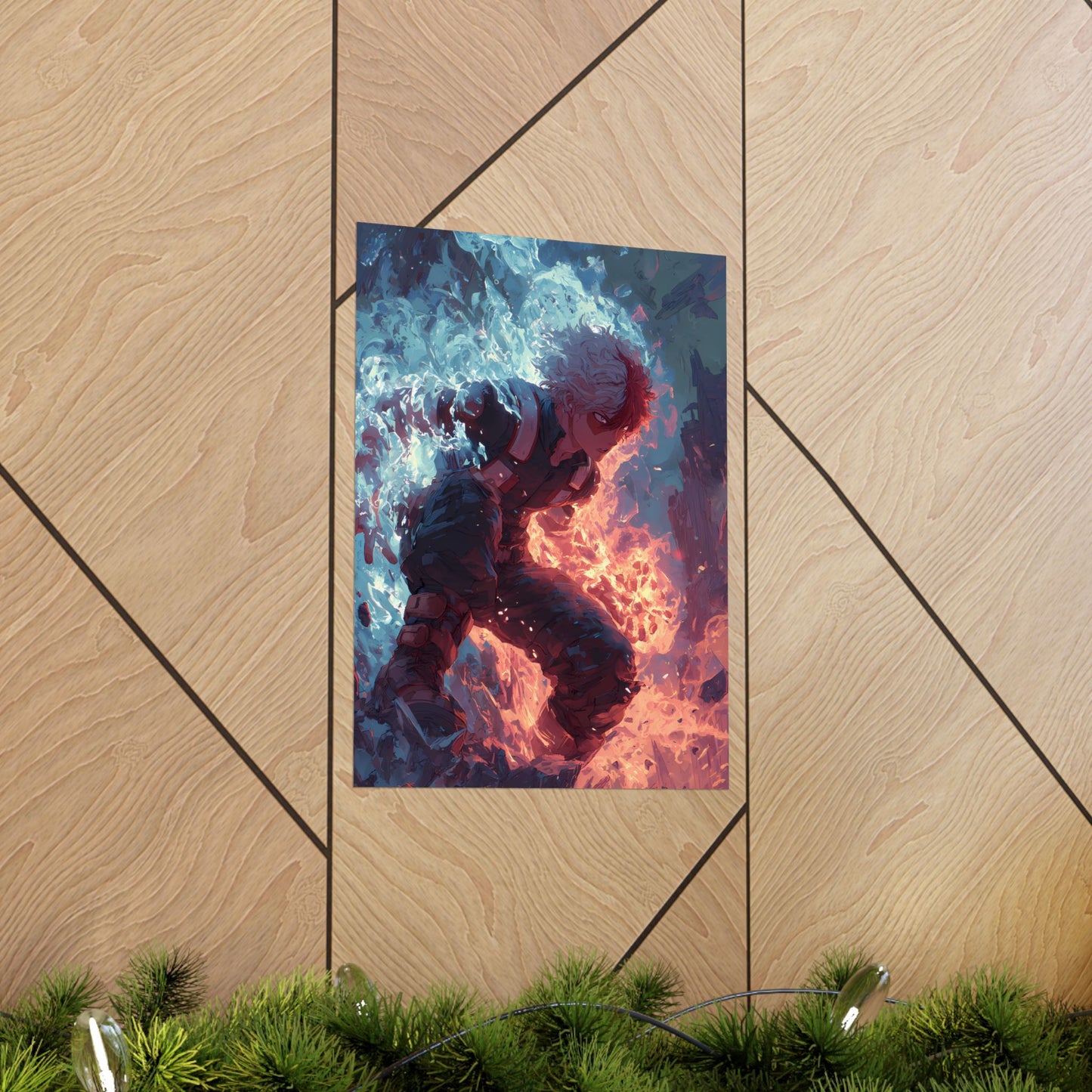 Icy Flames Shoto Todoroki My Hero Academia Anime Matte Vertical Poster Wall Art