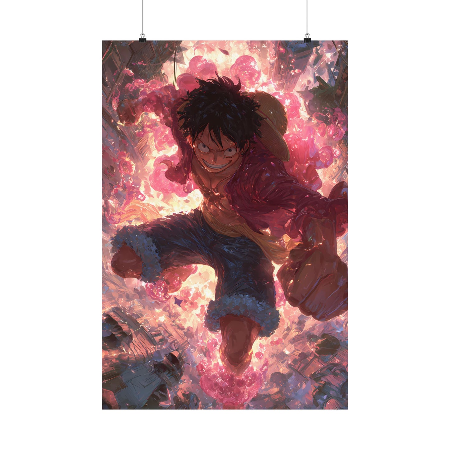 Monkey D. Luffy, One Piece Anime Gomu Gomu No Mi Matte Vertical Poster Wall Art