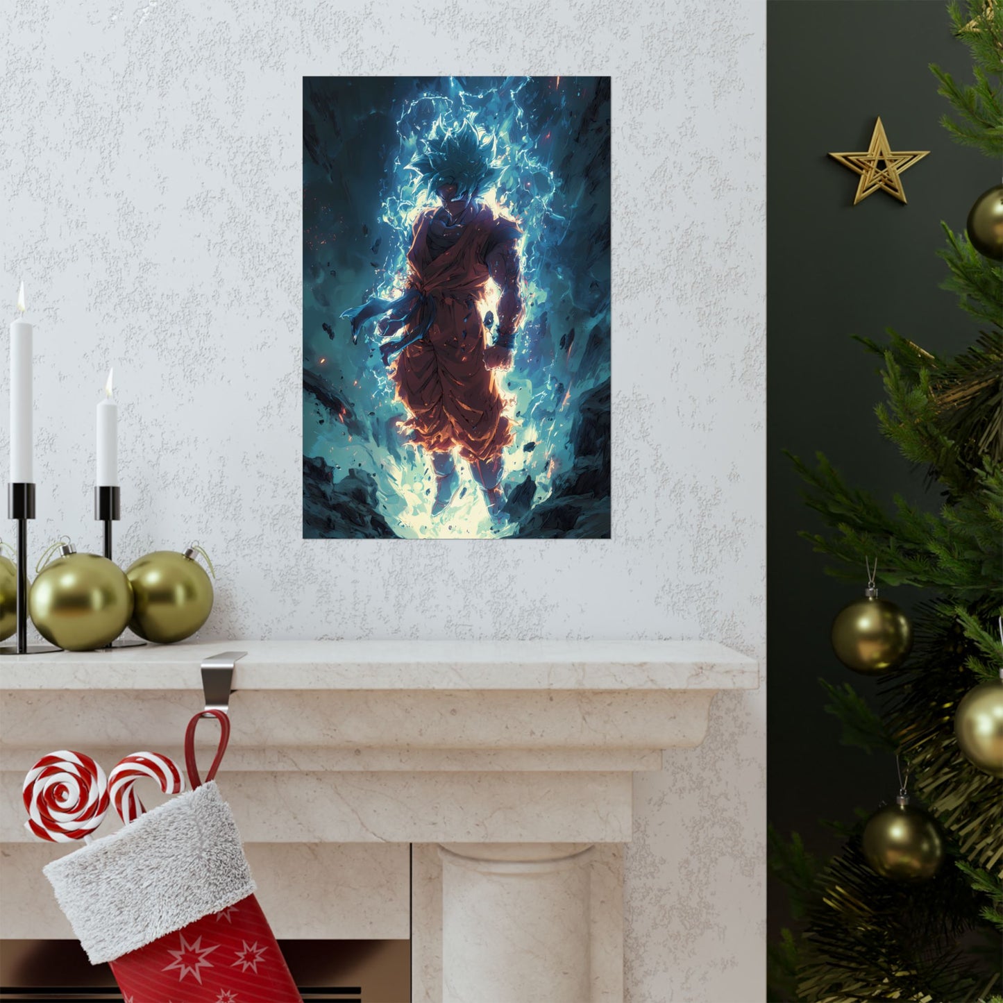 Super Saiyan Blue Goku, Dragon Ball Super Anime Fan Art Matte Vertical Poster Wall Art