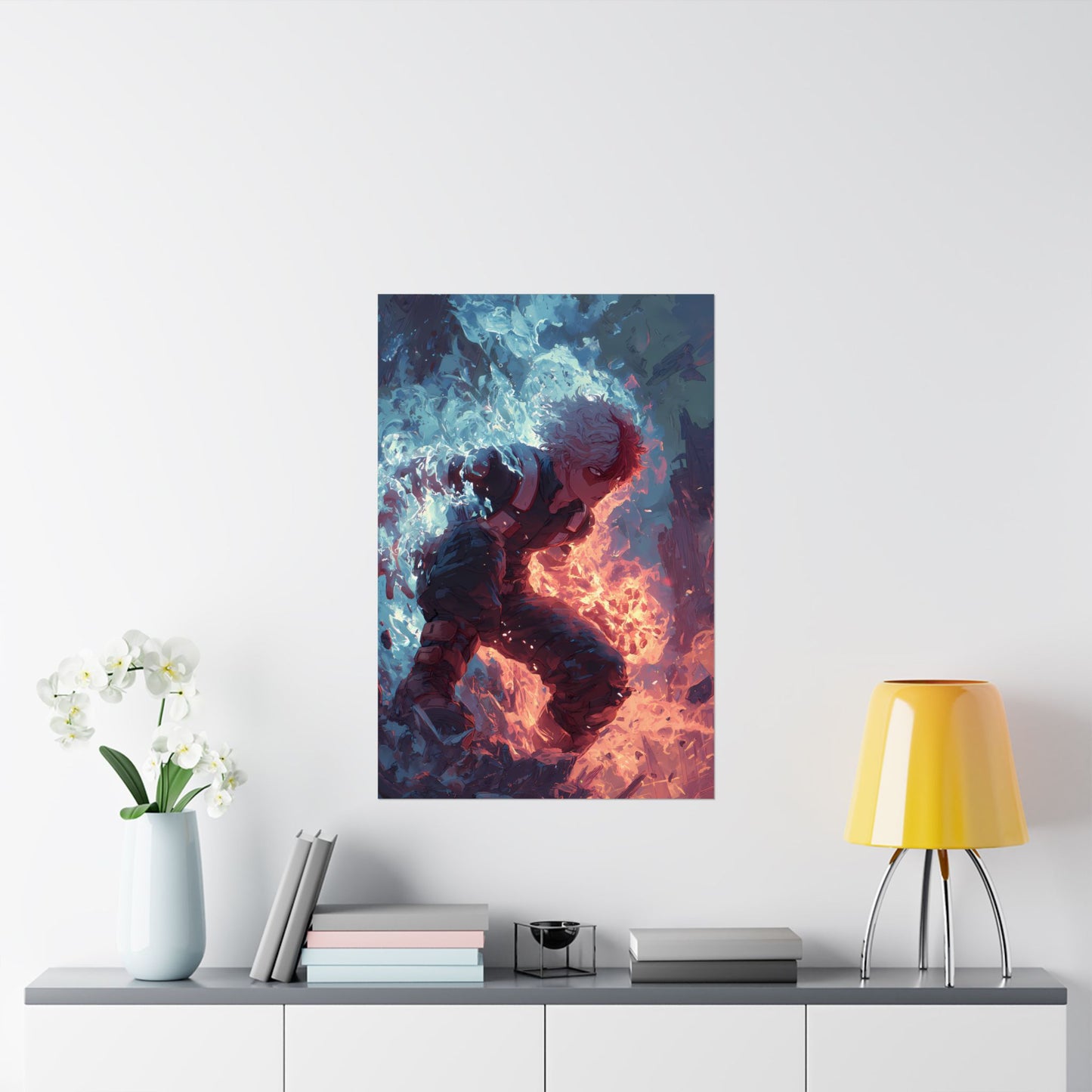 Icy Flames Shoto Todoroki My Hero Academia Anime Matte Vertical Poster Wall Art