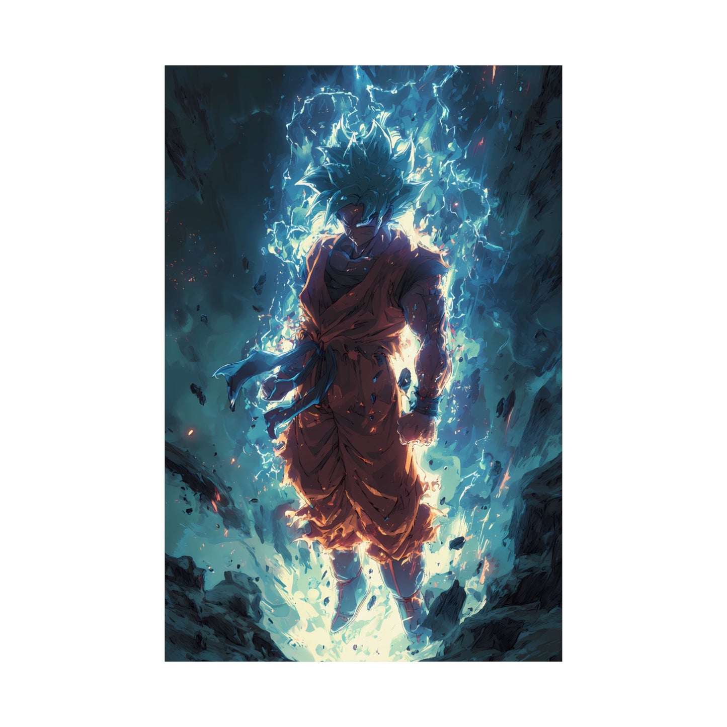 Super Saiyan Blue Goku, Dragon Ball Super Anime Fan Art Matte Vertical Poster Wall Art