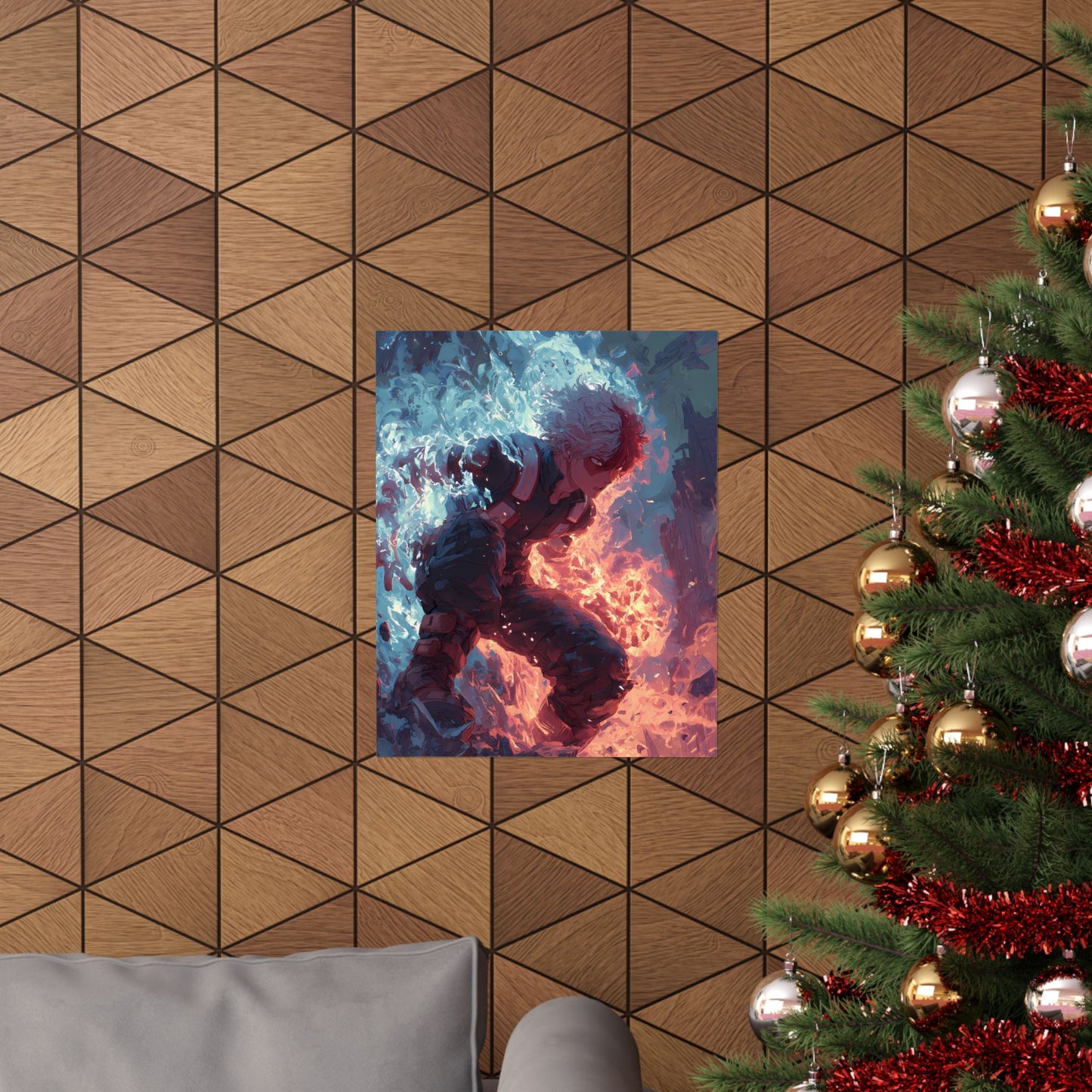Icy Flames Shoto Todoroki My Hero Academia Anime Matte Vertical Poster Wall Art