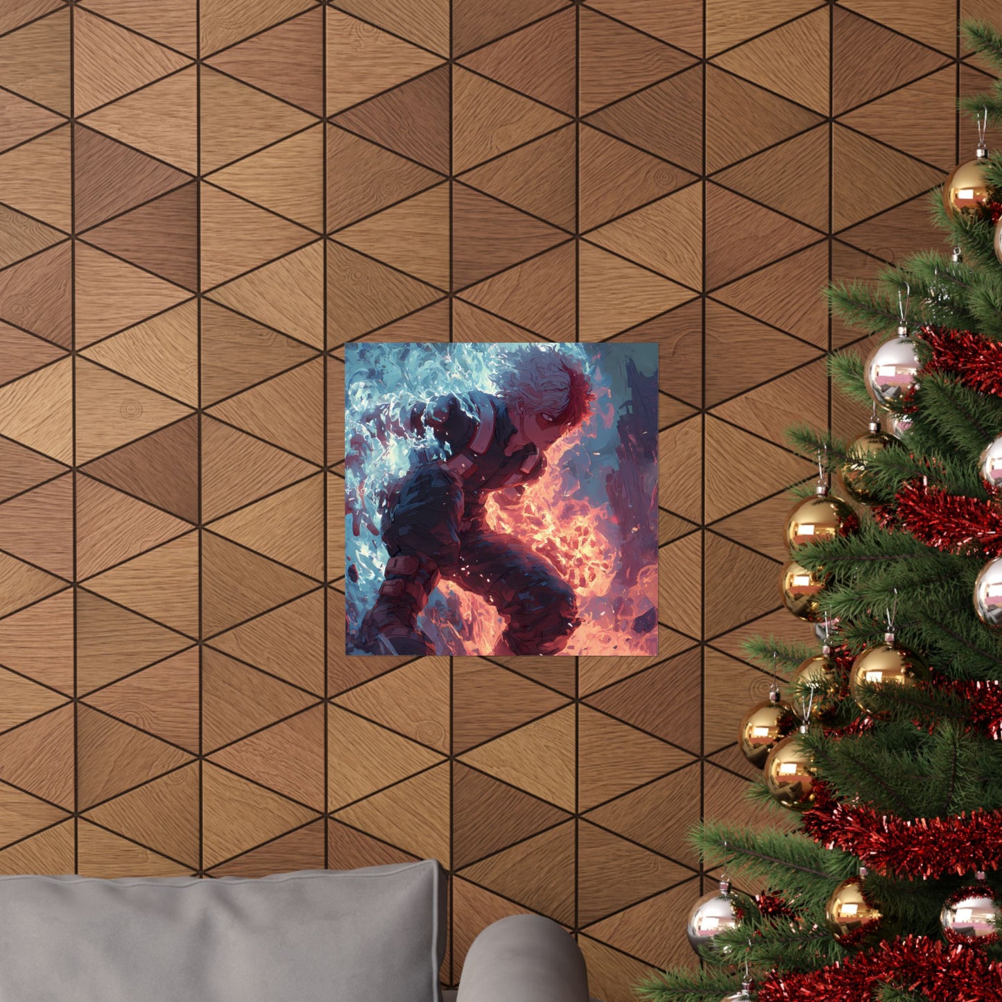 Icy Flames Shoto Todoroki My Hero Academia Anime Matte Vertical Poster Wall Art