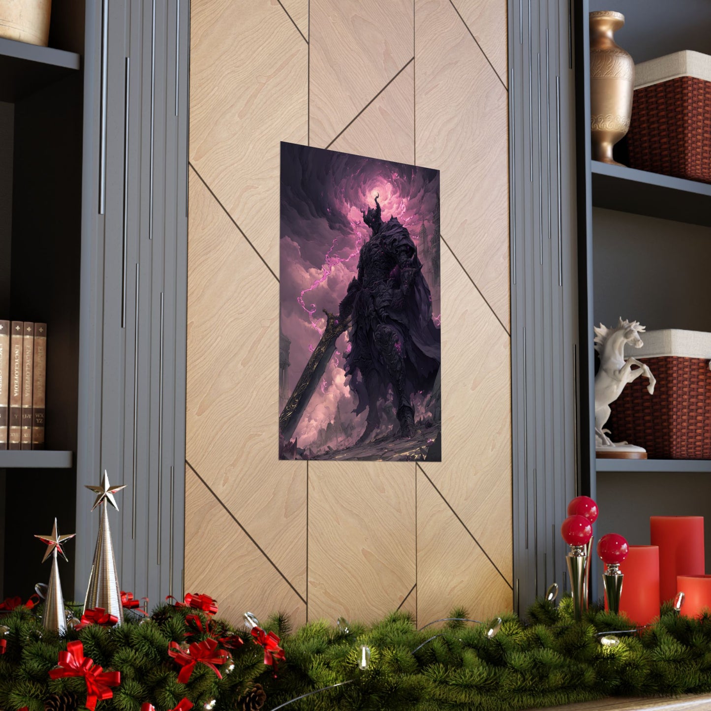 Dark Elemental Knight, Original Anime Art Matte Vertical Poster Wall Art