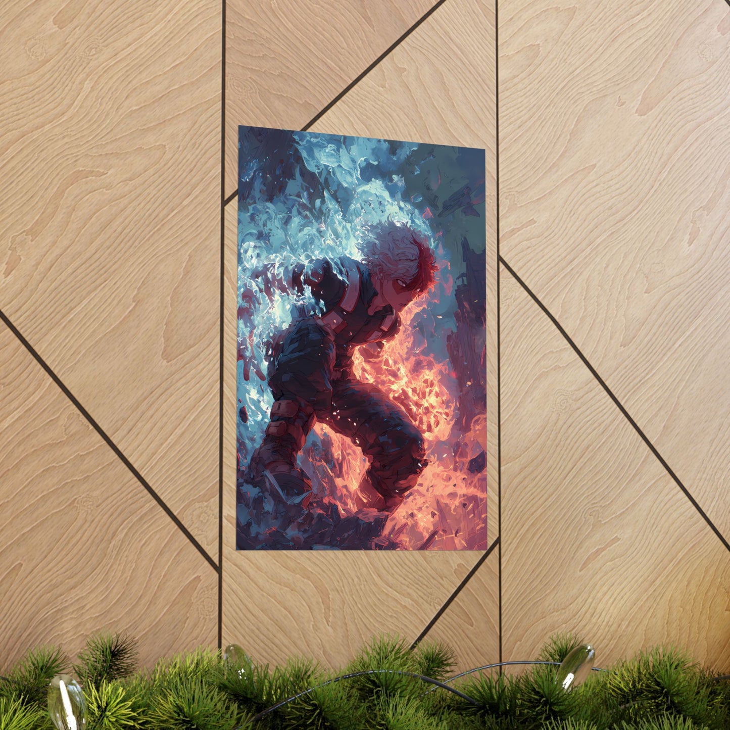 Icy Flames Shoto Todoroki My Hero Academia Anime Matte Vertical Poster Wall Art