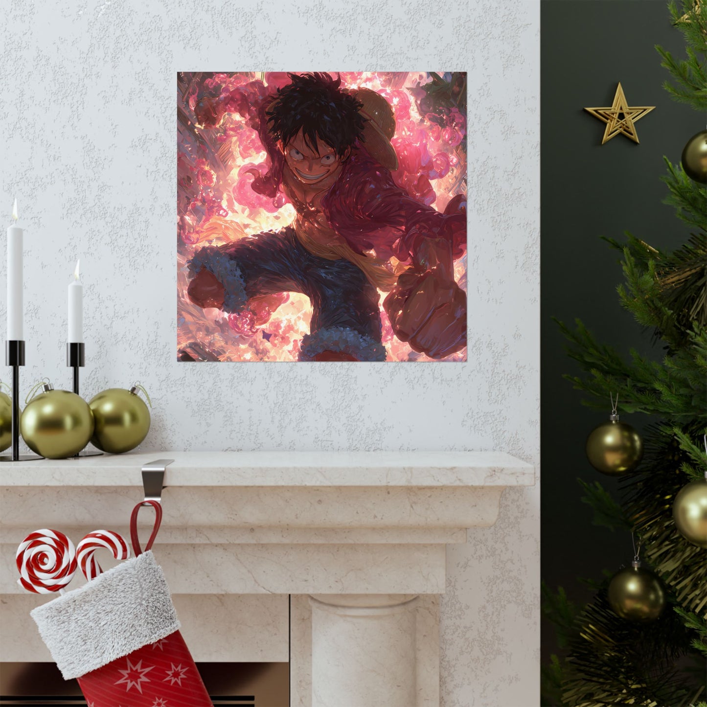 Monkey D. Luffy, One Piece Anime Gomu Gomu No Mi Matte Vertical Poster Wall Art