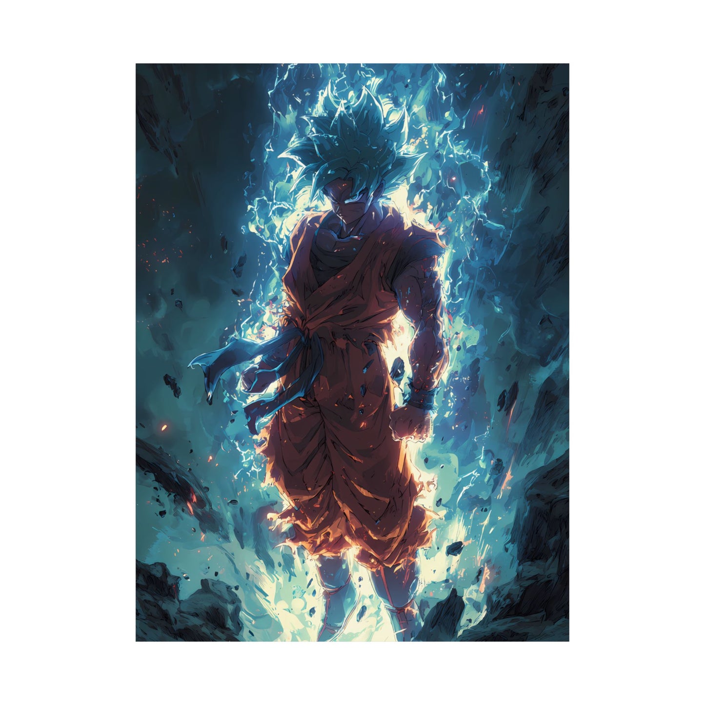 Super Saiyan Blue Goku, Dragon Ball Super Anime Fan Art Matte Vertical Poster Wall Art