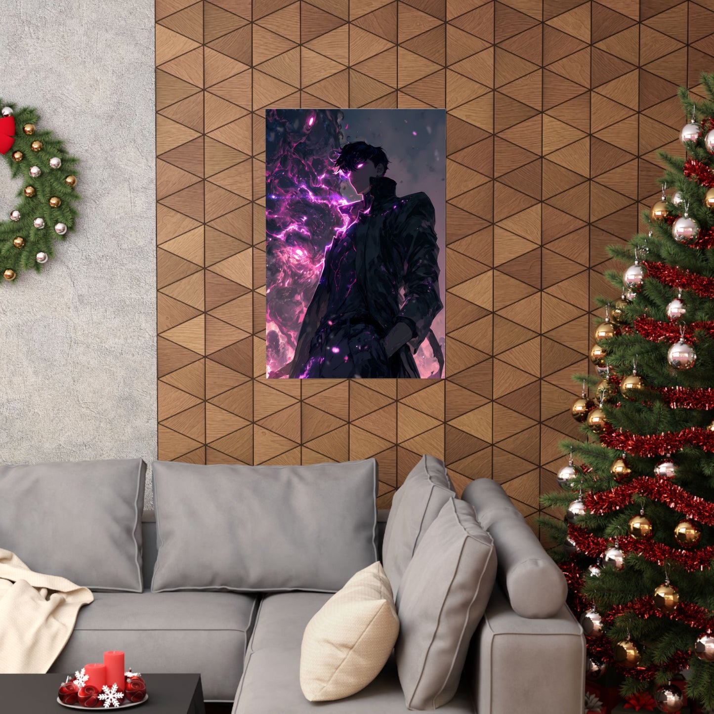 Solo Leveling Sung Jinwoo Shadow Monarch Anime Fan Art Matte Vertical Poster Wall Art
