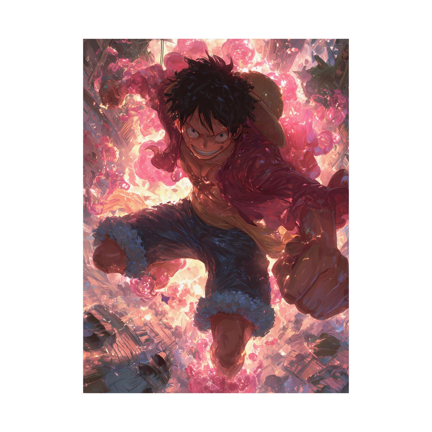 Monkey D. Luffy, One Piece Anime Gomu Gomu No Mi Matte Vertical Poster Wall Art