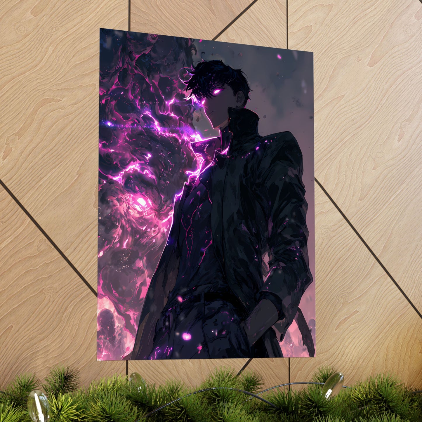 Solo Leveling Sung Jinwoo Shadow Monarch Anime Fan Art Matte Vertical Poster Wall Art