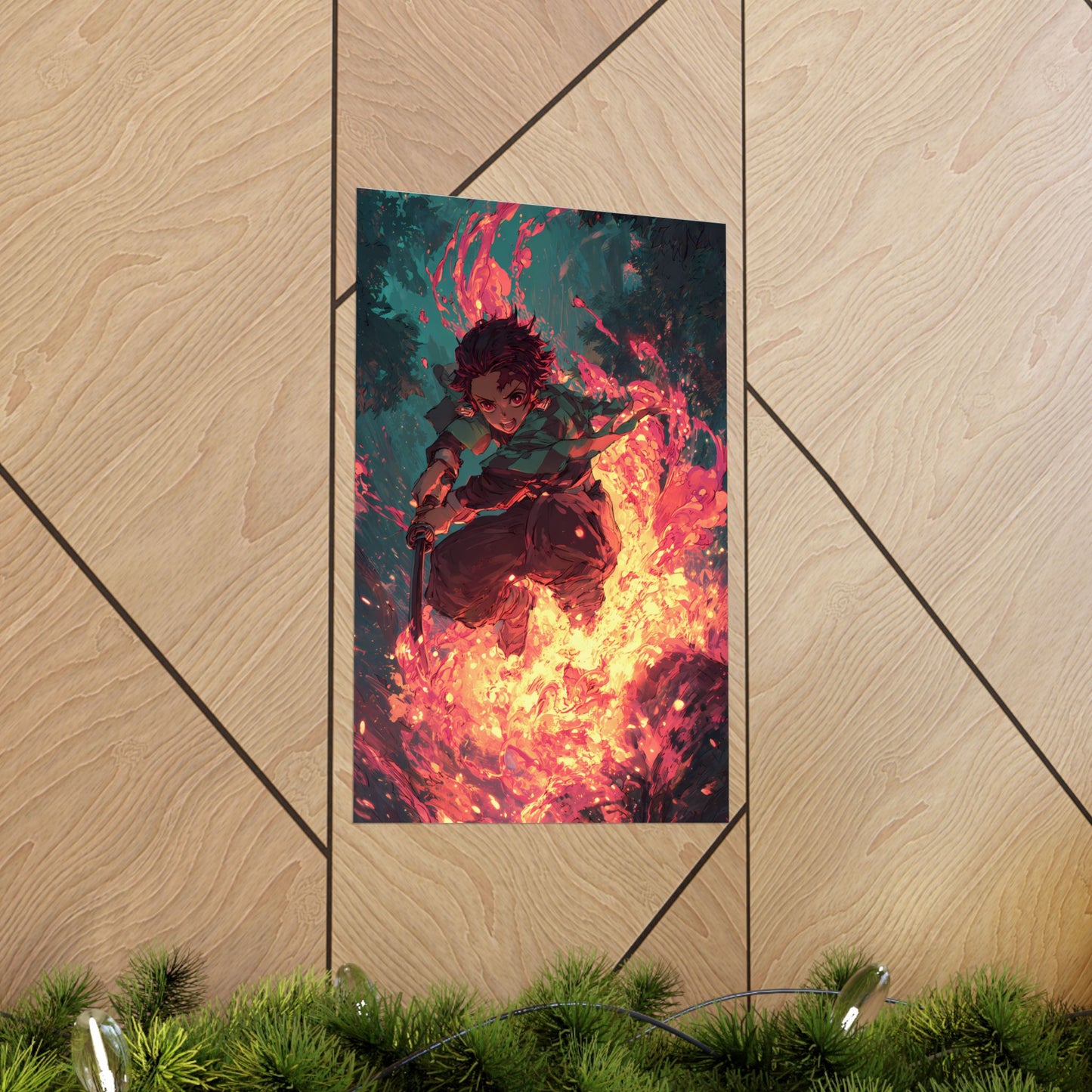 Tanjiro Kamado Hinokami Kagura, Demon Slayer Anime Matte Vertical Poster Wall Art