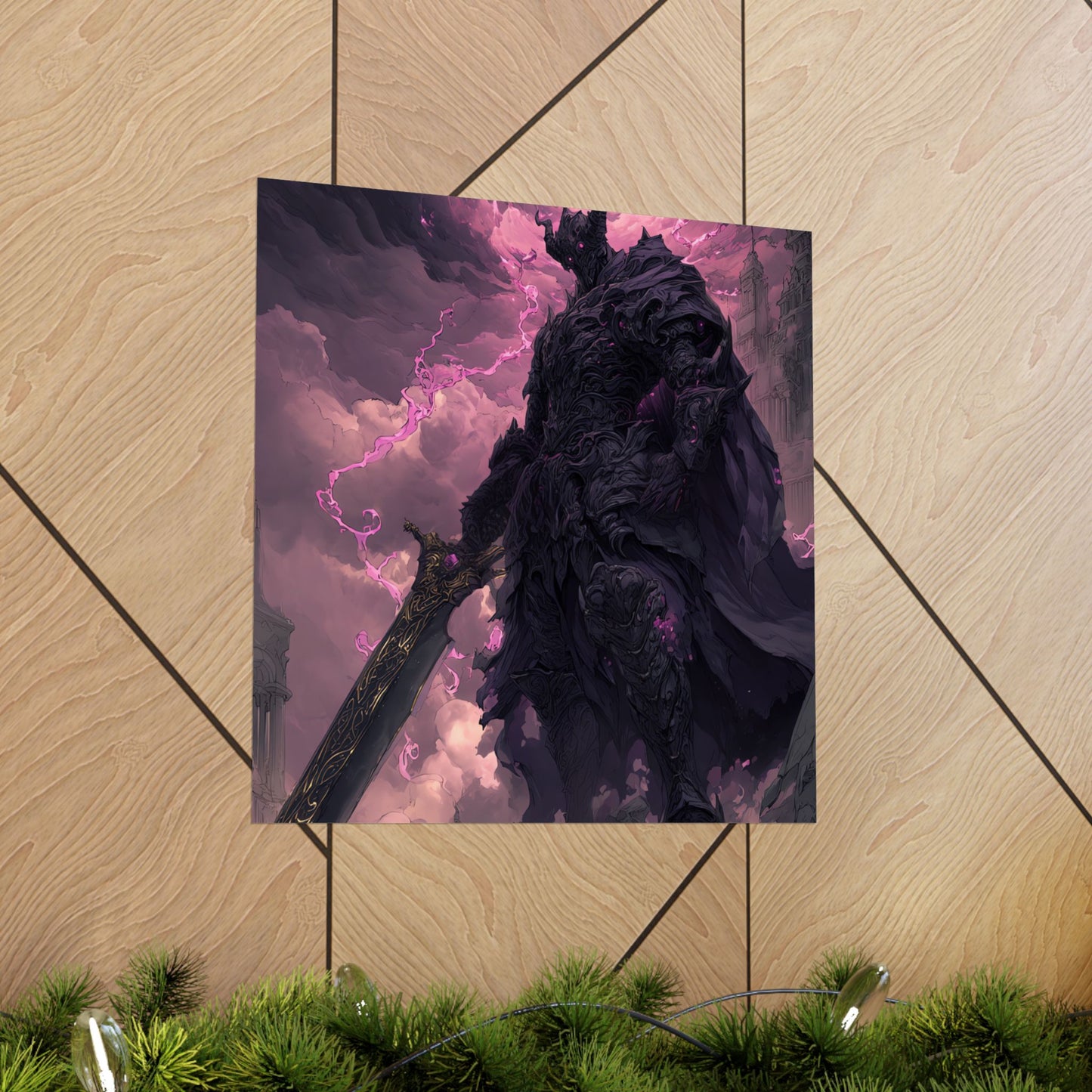 Dark Elemental Knight, Original Anime Art Matte Vertical Poster Wall Art