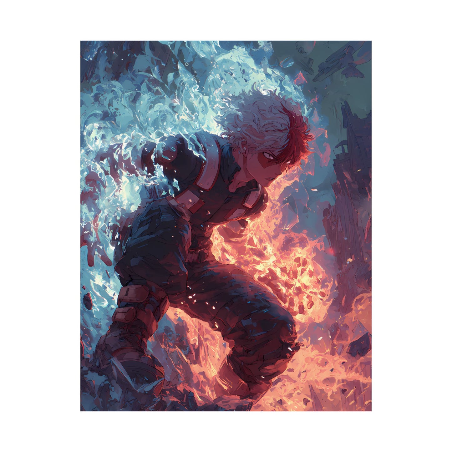 Icy Flames Shoto Todoroki My Hero Academia Anime Matte Vertical Poster Wall Art