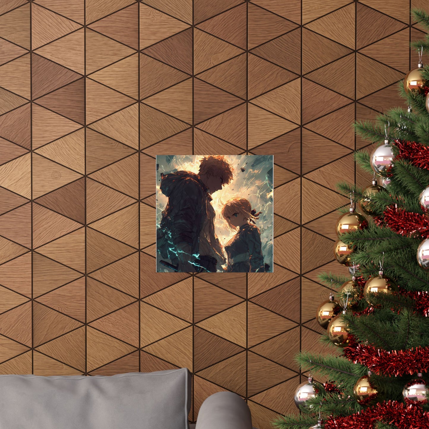 Saber and Emiya Shirou, Fate Stay Night Unlimited Blade Works Matte Vertical Poster Wall Art