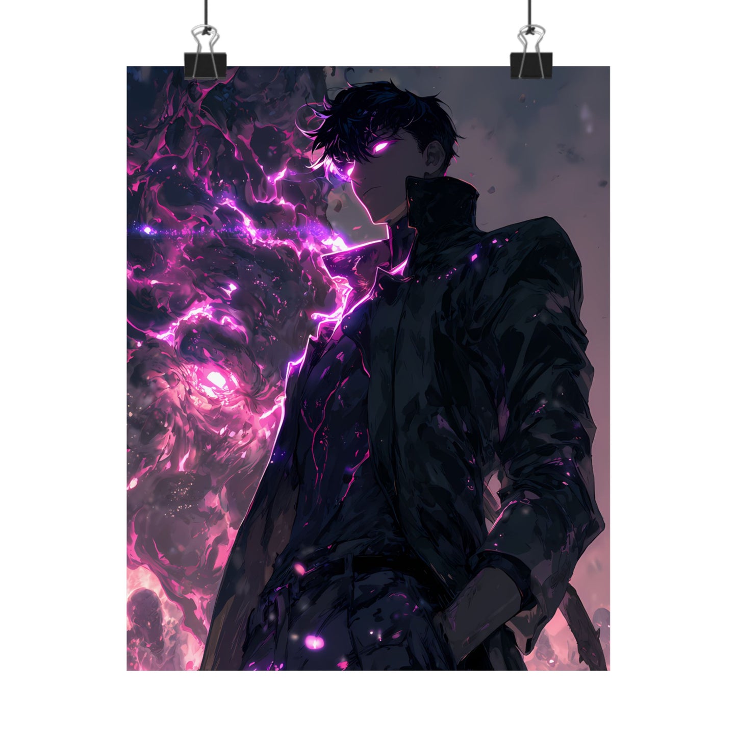 Solo Leveling Sung Jinwoo Shadow Monarch Anime Fan Art Matte Vertical Poster Wall Art