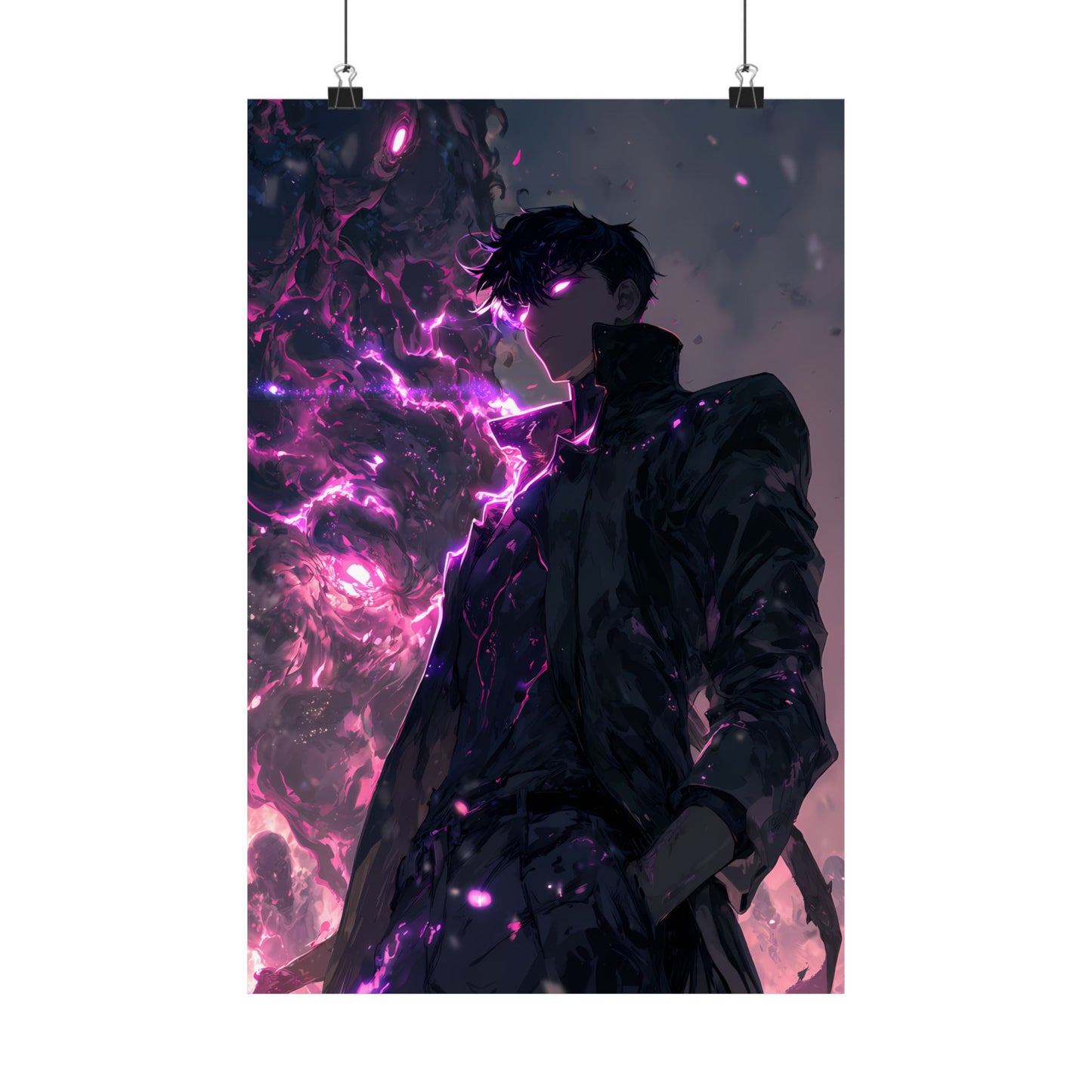 Solo Leveling Sung Jinwoo Shadow Monarch Anime Fan Art Matte Vertical Poster Wall Art